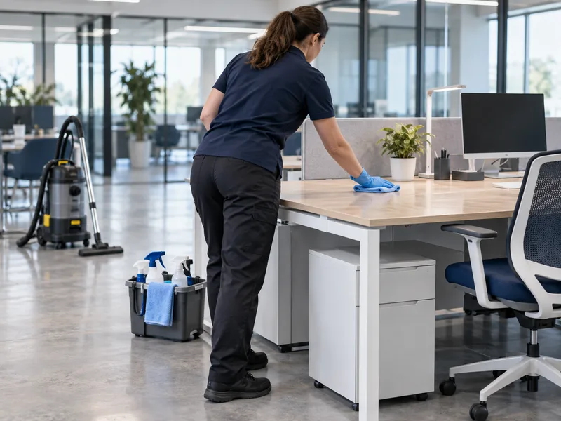 Illustration: cleaning an office workstation