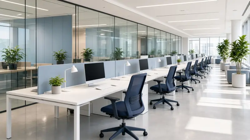 Illustration : des bureaux à aire ouverte propres et lumineux
